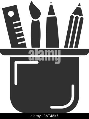 Schreibwaren-Symbol im flachen Stil. Vektorillustration für Büromaterialien auf isoliertem Hintergrund. Geschäftskonzept für Schreibschilder. Stock Vektor
