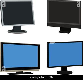 Sammlung des LCD-Monitors. Illustration des Computerbildschirms Stock Vektor