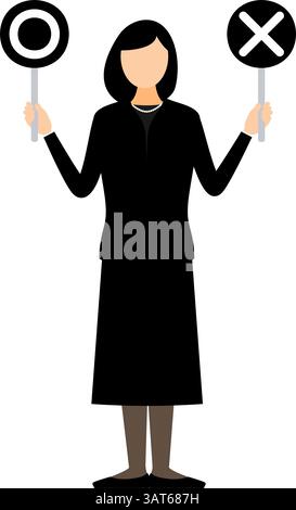 Einfache Illustration einer Frau in Trauer, die einen Maru-batu-Stock hält, Vektor-Illustration Stock Vektor