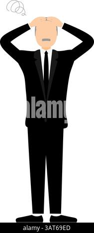 Einfache Illustration eines älteren Mannes in Trauer Sorge mit dem Kopf im Sand, Vektor-Illustration Stock Vektor