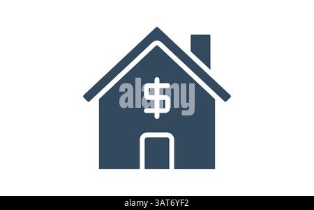 Symbol für Immobilienverkäufe oder -Miete. Isoliert auf weißem Hintergrund. Vektor-Illustration zum Verkauf, Information, Verkauf zu Hause Stock Vektor
