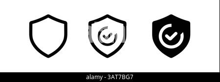 Schutzsymbole mit Häkchen, Vektorillustration auf weißem Hintergrund Stock Vektor