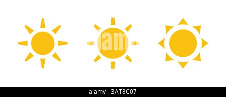 Gelbe Sonne Icon Sammlung flache Design Vektor Illustration Stock Vektor