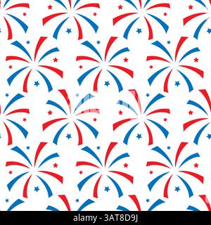 Feuerwerk nahtloser Hintergrund 4. Juli-Druck Stock Vektor