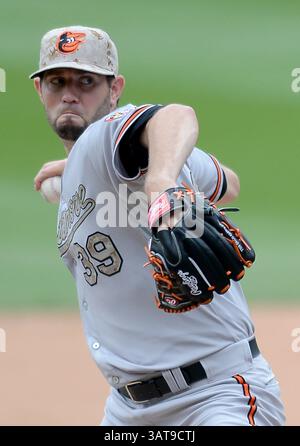 27. Mai 2013 – Washington, DC, USA – Baltimore Orioles Starting Pitcher Jason Hammel (39) arbeitet gegen die Washington Nationals im siebten Inning im Nationals Park in Washington, D.C., Montag, 27. Mai 2013. Die Orioles besiegten die Nationals mit 6:2. (Kreditbild: © Chuck Myers/MCT/ZUMAPRESS.com) Stockfoto