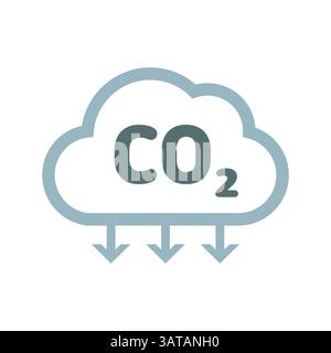 CO2-Symbol mit grüner Wolke und Pfeilen, die die Verringerung der CO2-Abscheidung von Emissionen repräsentieren Umweltverträglichkeit Klimaschutz Luftreinigung Stock Vektor