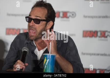 August 2013 - Toronto, Ontario, Kanada - TORONTO - 23. AUGUST 2013 - die 90210 Stars von Beverly Hills Luke Perry und Jason Priestly treffen sich auf der Fan Expo in einer von Ron Weston veranstalteten Sonderschau wieder (Credit Image: © Baden Roth/ZUMAPRESS.com) Stockfoto