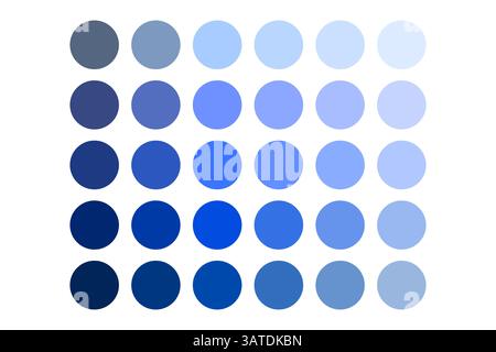 Farbpalette Kreis. Blautonverlauf. Rundes Farbfeld-Raster. Vektorpunktlayout. Stock Vektor