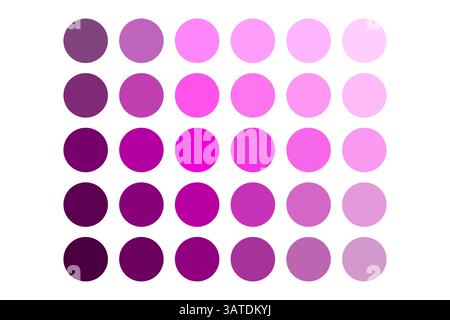 Rosa Farbpalette. Kreisförmige Verlaufspunkte. Helle Magenta-Töne. Vektorfarbfelder. Stock Vektor