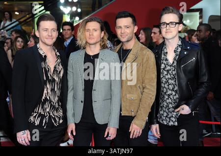 26. April 2016 – London, Großbritannien – McFly kommt am 26. April 2016 zur Premiere von „Captain America Civil war“ im Vue Westfield in London, England (Credit Image: © Famous/Ace Pictures via ZUMA Press) Stockfoto