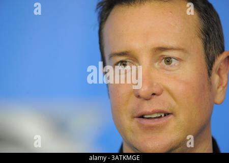 10. Dezember 2011 - USA - Fahrer Kurt Busch während NASCAR Medien vor dem Daytona 500 auf dem Daytona International Speedway am 16. Februar 2012 in Daytona Beach, Florida, Daytona Beach, Fla... ZUMA PRESS/Scott A. Miller (Kredit-Bild: © Scott A. Miller über ZUMA Draht) Stockfoto