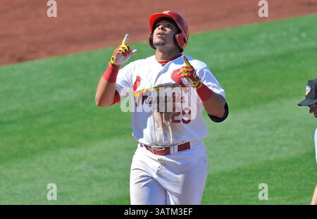 22. Mai 2016: Memphis erster Baseman Jonathan Rodriguez feiert während der Siebenfaltung eines MiLB-Baseballspiels zwischen dem Round Rock Express und Memphis Redbirds im AutoZone Park in Memphis, TN. Memphis gewann mit 8:1. Austin McAfee/CSM(Kreditbild: © Austin McAfee/CSM via ZUMA Wire) Stockfoto