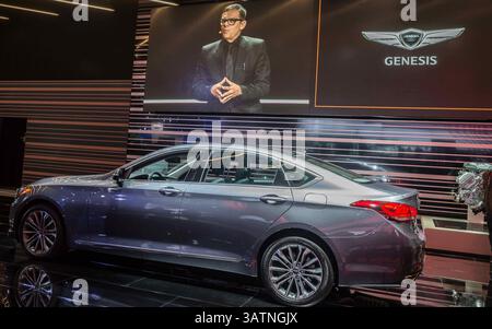 11. Januar 2016 - Detroit, MI, USA - blendet Genesys auf Detroit North American Auto Show. (Kredit-Bild: © Alexis Simpson über ZUMA Draht) Stockfoto