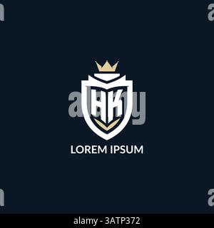 Der ursprüngliche Buchstabe HK-Schild und das Kronenlogo, das Esport Team-Logo inspirierte Vektorgrafik Stock Vektor