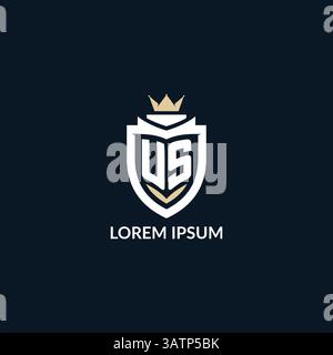 Anfangsbuchstabe US-Schild und Kronenlogo, Vektorgrafik mit Esport Team-Logo Stock Vektor