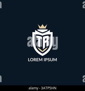 Ursprünglicher Buchstabe TR-Schild und Kronenlogo, Vektorgrafik im Esport Team-Logo-Design Stock Vektor