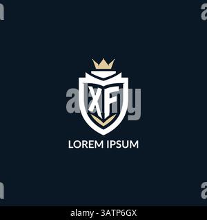 Ursprünglicher Buchstabe XF-Schild und Kronenlogo, Vektorgrafik im Esport Team-Logo-Design Stock Vektor