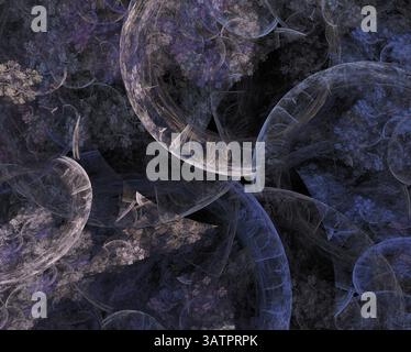 Abstrakter fraktaler Hintergrund - viele rauchblaue Kugeln Stockfoto