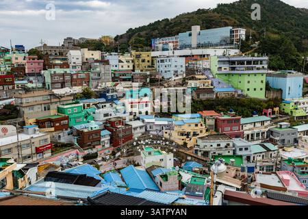 Aus der Vogelperspektive Gamcheon Culture Village in Busan, Südkorea Stockfoto