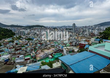 Aus der Vogelperspektive Gamcheon Culture Village in Busan, Südkorea Stockfoto