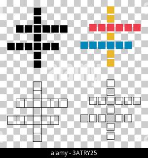 Satz des Konzeptsymbols für Kreuzworträtsel, Kreuzworträtgrafik, Vektorgrafik für Web-Flachvektor. Stock Vektor