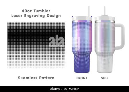Abstraktes Raster-Lasergravurmuster für 40-oz-Becher. Nahtlos von Kante zu Kante. Volle Becherfolie. Vektorabbildung Stock Vektor