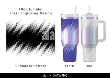 Abstraktes Raster-Lasergravurmuster für 40-oz-Becher. Nahtlos von Kante zu Kante. Volle Becherfolie. Vektorabbildung Stock Vektor