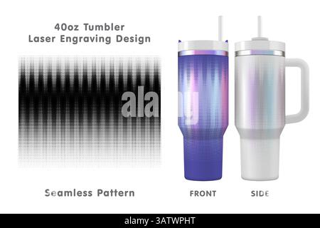Abstraktes Raster-Lasergravurmuster für 40-oz-Becher. Nahtlos von Kante zu Kante. Volle Becherfolie. Vektorabbildung Stock Vektor