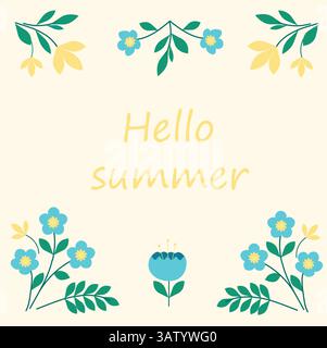 Hallo Sommer Vektor Komposition mit Blumen Stock Vektor