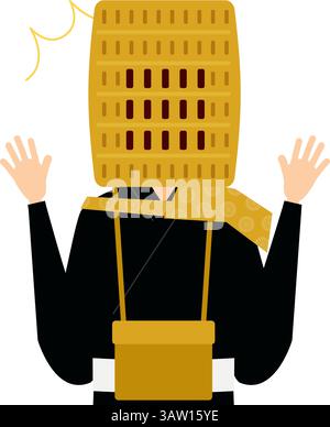 Einfache Illustration eines buddhistischen Mönchs überrascht, öffnet er seine Arme, Vektor-Illustration Stock Vektor