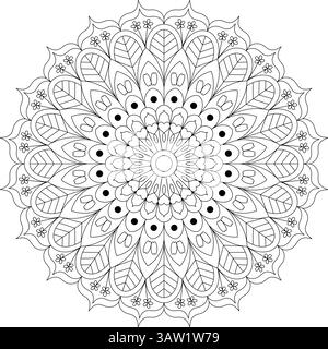 Stilvolles Mandala-Design mit floralen und geometrischen Elementen – ideal für Kunst und Färben Stock Vektor