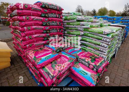 Kompost im Garden Centre, Wales, Großbritannien Stockfoto