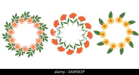 Set aus einfachem Blumenkranz. Stock Vektor