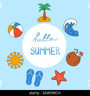 Sommerbanner mit Strandvorräten Stock Vektor