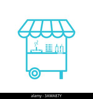 Snack Cart, Street Food Icon, isoliert auf weiß, aus blauem Icon Set Stock Vektor