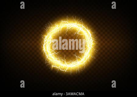 Ein heller elektrischer Kreis mit beeindruckenden Lichteffekten, die die Fantasie und die Sinne des Zuschauers begeistern Stock Vektor