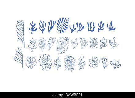 Seetang trendige handgezeichnete Skizzen Stock Vektor