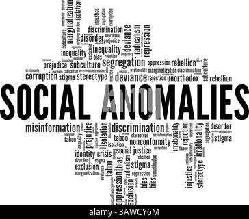 Soziale Anomalien Wortwolke konzeptionelles Design isoliert auf weißem Hintergrund. Stock Vektor
