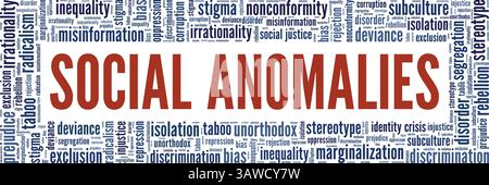 Soziale Anomalien Wortwolke konzeptionelles Design isoliert auf weißem Hintergrund. Stock Vektor