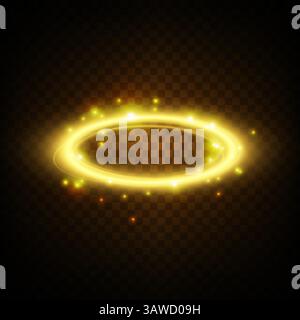 Ein leuchtender Goldener Energiering mit funkelndem Effekt, der die Fantasie fesselt und Ehrfurcht erregt Stock Vektor