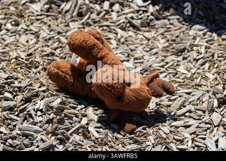 Kinderspielzeug mit Elchen auf dem Spielplatz Stockfoto