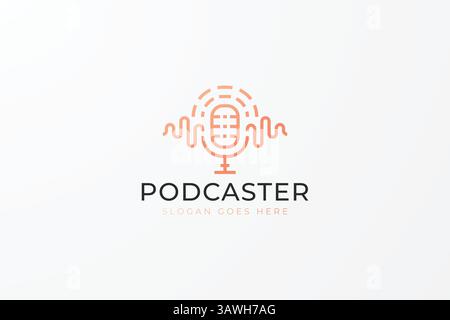 Logo Podcast Audio- und Mikrofonübertragung Technologie Moderne Business Stock Vektor
