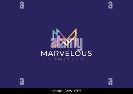Letter M Logo Marvelous Gradient Futuristic und Premium Concept Markenidentität Schriftart Unternehmen digitale Technologie Kommunikation Unterhaltung Stock Vektor