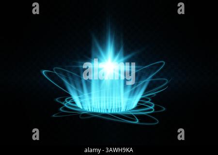 Erleben Sie einen leuchtenden Lichtstoß, begleitet von strahlenden visuellen Effekten, die die Fantasie fesseln Stock Vektor