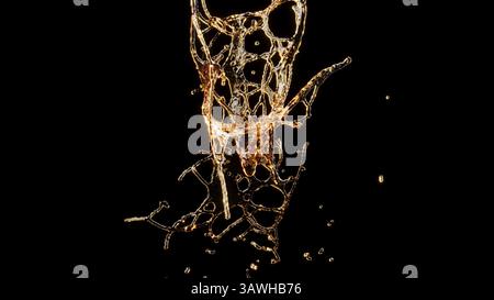 Bierkugel-Kollider auf schwarzem BG Super 3D-Rendering Stockfoto