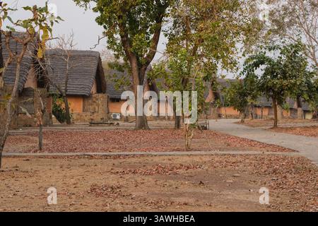 Ghana, Mole National Park. Zaina Lodge Chalets. Stockfoto