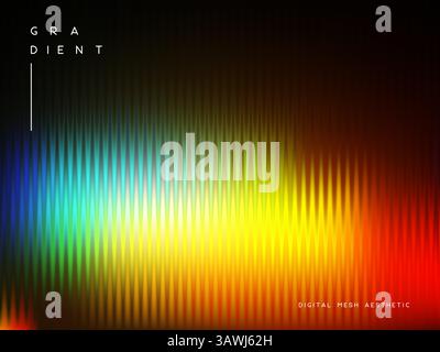 3D-Glasmorphismus-Glas mit irisierenden Farben auf dem Schwarz. Stock Vektor