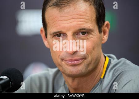 29. Juli 2016: Hong Kong, Hong Kong S.A.R, China: MASSIMILIANO ALLEGRI. Manager von Juventus. Südchina FT vs Juventus FC Pressekonferenz vor dem Spiel Hongkong vor dem Internationalen Challenge Cup. (Bild: © Jayne Russell Via ZUMA Wire) Stockfoto