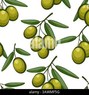 Nahtloses Muster der Olivenzweige Stock Vektor