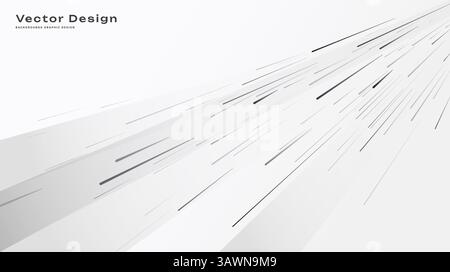 Minimaler weißer Hintergrund mit dynamischen schwarzen Linien. Stock Vektor